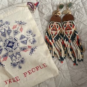 Free People beaded with wood accent Earrings